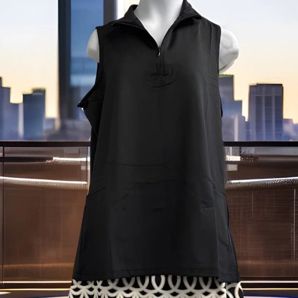 Black Sleeveless Zip Top - Picture 1 of 1